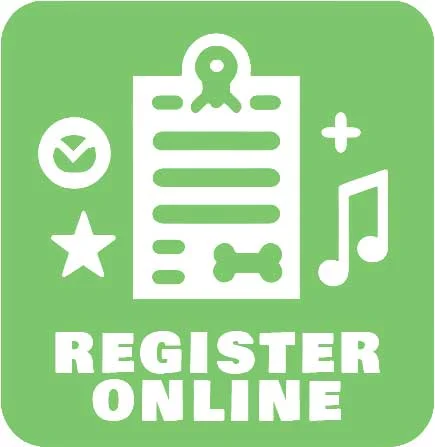 Register online button with green background